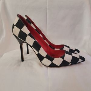 MANOLO BLAHNIK Rare Race Flag Checker Pump Sz. 7 (37)